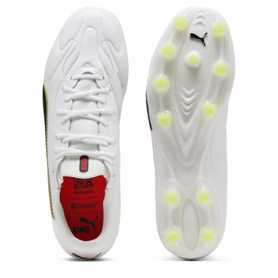 Puma Mens  King Match 5 Firm Ground Football Boots White/Red 