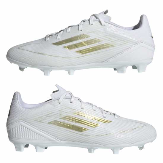 Adidas F50 League Adults Firm Ground Football Boots Бяло/Златно/Бяло Мъжки футболни бутонки