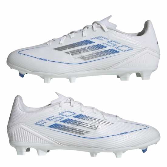 Adidas F50 League Adults Firm Ground Football Boots Бяло/сребро Мъжки футболни бутонки