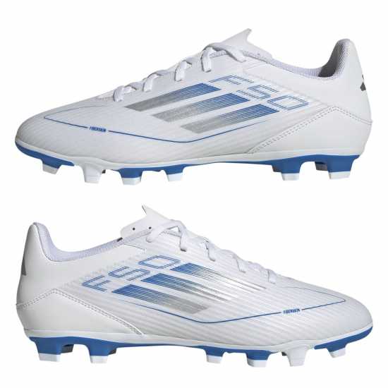 Adidas F50 Club Firm Ground Football Boots Бяло/сребро Мъжки футболни бутонки