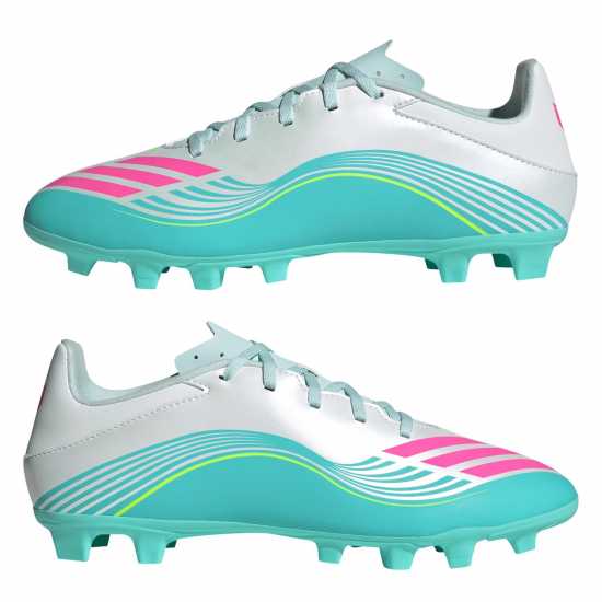 Adidas F50 Club Adults Firm Ground Football Boots Wht/Pink/Blue 