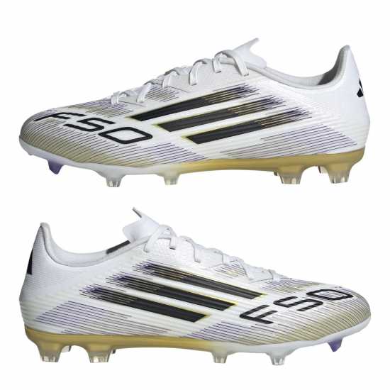 Adidas F50 League Adults Firm Ground Football Boots Бяло/Черно/Злато Мъжки футболни бутонки