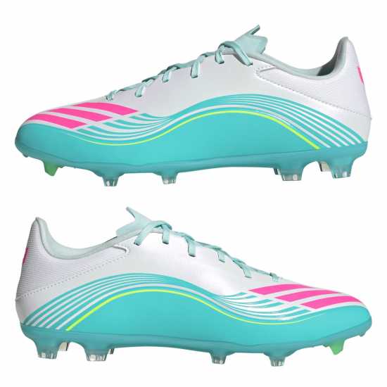 Adidas F50 League Adults Firm Ground Football Boots Wht/Pink/Blue 