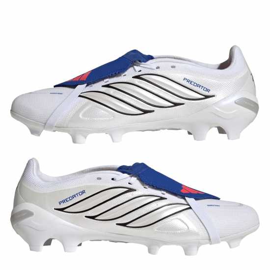 Adidas Мъжки Футболни Бутонки Predator Fold-Over Tongue League Firm Ground Football Boots Mens White/Blue 