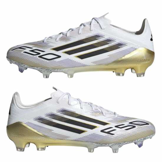Adidas F50 Elite Adults Firm Ground Football Boots Бяло/Черно/Злато Мъжки футболни бутонки
