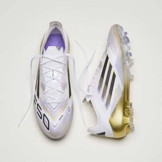 Adidas F50 Elite Adults Firm Ground Football Boots Бяло/Черно/Злато Мъжки футболни бутонки