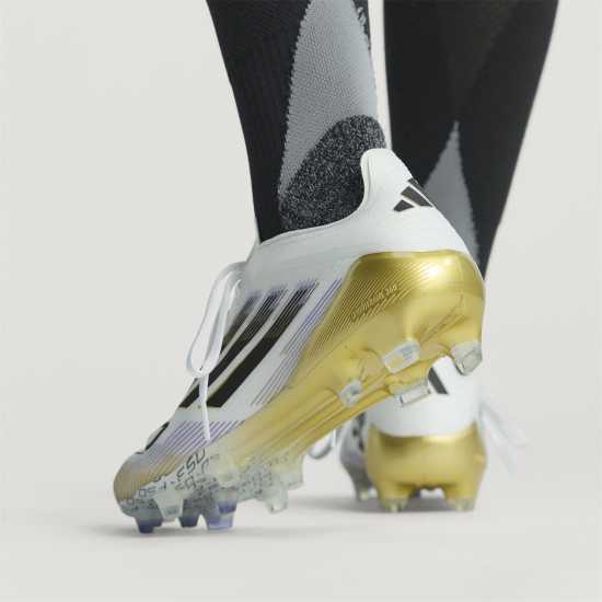 Adidas F50 Elite Adults Firm Ground Football Boots Бяло/Черно/Злато Мъжки футболни бутонки