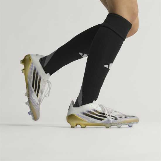 Adidas F50 Elite Adults Firm Ground Football Boots Бяло/Черно/Злато Мъжки футболни бутонки