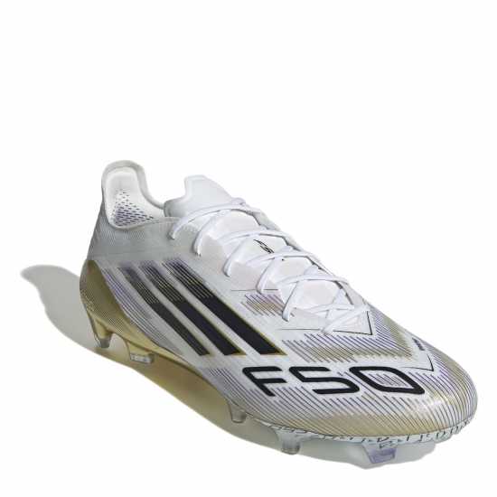 Adidas F50 Elite Adults Firm Ground Football Boots Бяло/Черно/Злато Мъжки футболни бутонки
