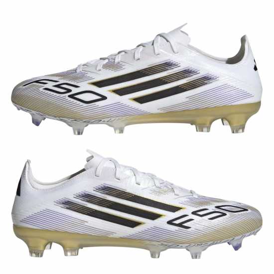 Adidas F50 Pro Adults Firm Ground Football Boots Бяло/Черно/Злато Мъжки футболни бутонки