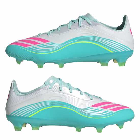 Adidas F50 Pro Adults Firm Ground Football Boots Wht/Pink/Blue Adidas F50 Pro Adults Firm Ground Football Boots Wht/Pink/Blue