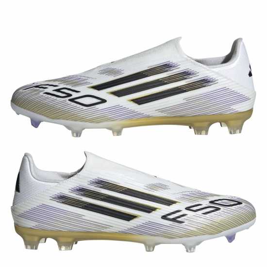Adidas F50 League Laceless Adults Firm Ground Football Boots Бяло/Черно/Злато Мъжки футболни бутонки