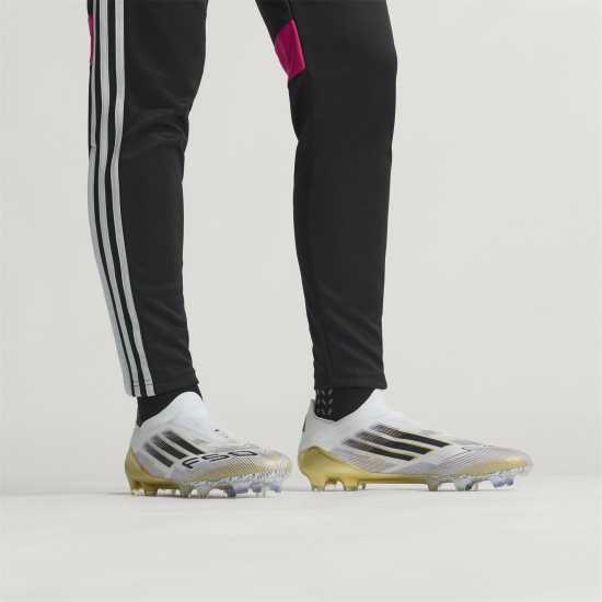 Adidas F50 Elite Laceless Adults Firm Ground Football Boots Бяло/Черно/Злато Мъжки футболни бутонки