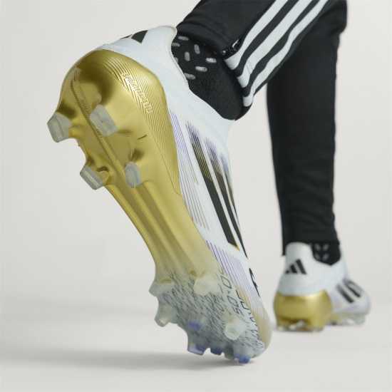 Adidas F50 Elite Laceless Adults Firm Ground Football Boots Бяло/Черно/Злато Мъжки футболни бутонки