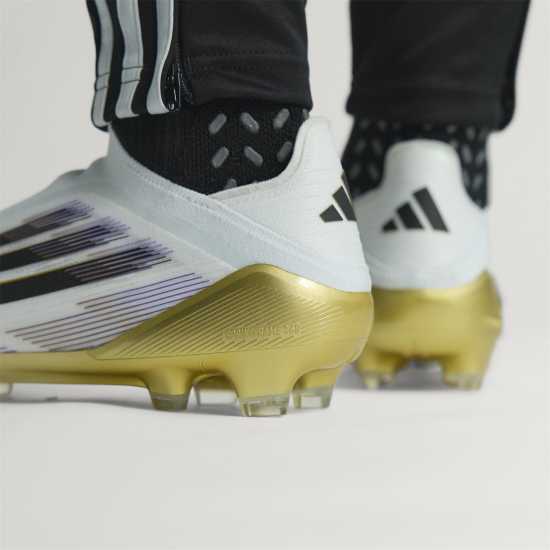 Adidas F50 Elite Laceless Adults Firm Ground Football Boots Бяло/Черно/Злато Мъжки футболни бутонки