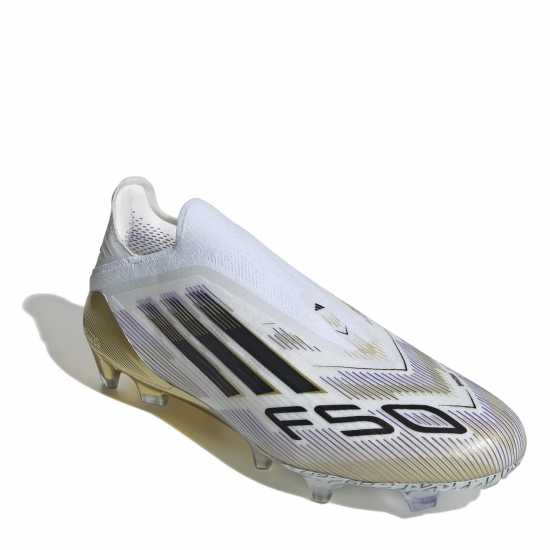 Adidas F50 Elite Laceless Adults Firm Ground Football Boots Бяло/Черно/Злато Мъжки футболни бутонки