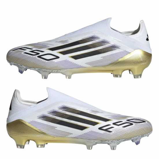 Adidas F50 Elite Laceless Adults Firm Ground Football Boots Бяло/Черно/Злато Мъжки футболни бутонки