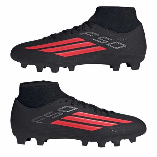 Adidas Mens Addias F50 Club Mid Cut Firm Ground Football Boots Black/Red 