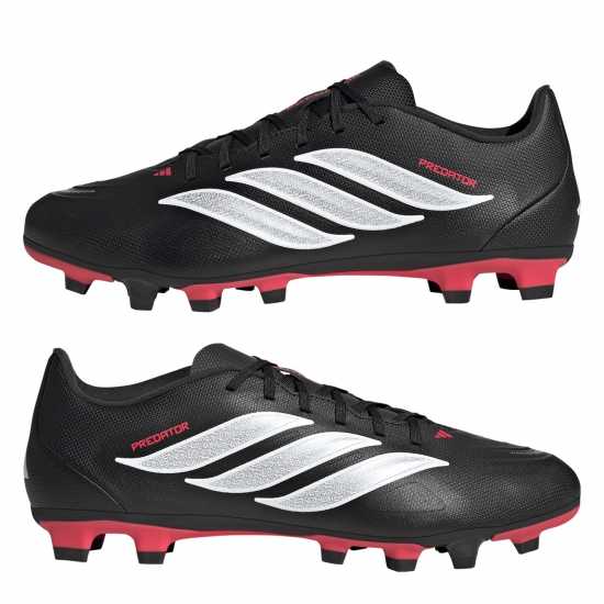 Adidas Mens  Predator Club Firm Ground Football Boots Black/Red 