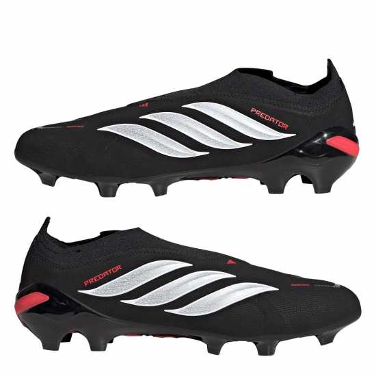 Adidas Mens  Predator League Laceless Firm Ground Football Boots Black/Red 