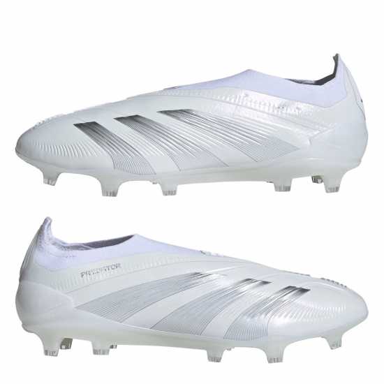 Adidas Predator 24 Elite Laceless Firm Ground Football Boots Бяло/сребро Футболни стоножки