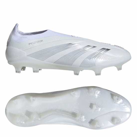 Adidas Predator 24 Elite Laceless Firm Ground Football Boots Бяло/сребро Футболни стоножки