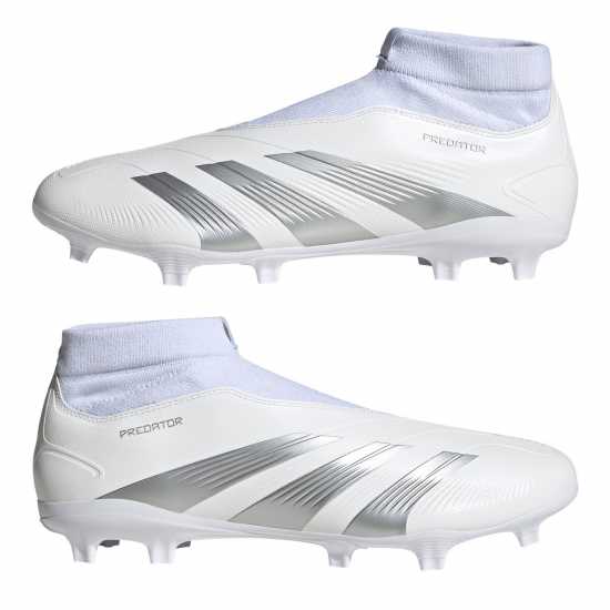 Мъжки футболни бутонки Adidas Predator 24 League Laceless Firm Ground Football Boots Бяло/сребро Adidas Predator 24 League Laceless Firm Ground Football Boots Бяло/сребро Мъжки футболни бутонки