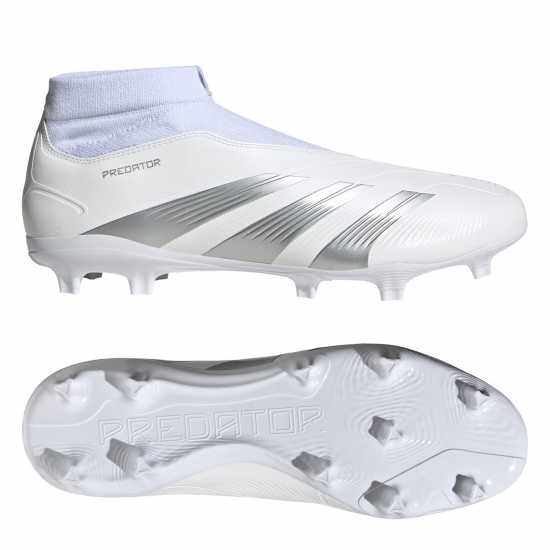 Мъжки футболни бутонки Adidas Predator 24 League Laceless Firm Ground Football Boots Бяло/сребро Adidas Predator 24 League Laceless Firm Ground Football Boots Бяло/сребро Мъжки футболни бутонки