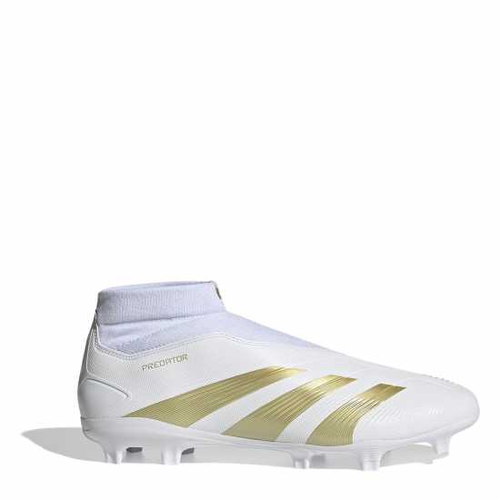 Мъжки футболни бутонки Adidas Predator 24 League Laceless Firm Ground Football Boots Бяло/Златно/Бежово Adidas Predator 24 League Laceless Firm Ground Football Boots Бяло/Златно/Бежово Мъжки футболни бутонки