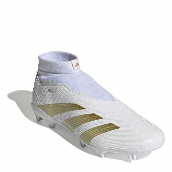 Мъжки футболни бутонки Adidas Predator 24 League Laceless Firm Ground Football Boots Бяло/Златно/Бежово Adidas Predator 24 League Laceless Firm Ground Football Boots Бяло/Златно/Бежово Мъжки футболни бутонки