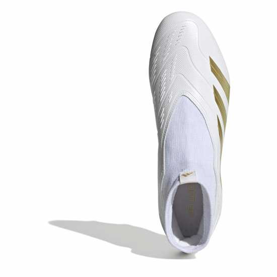 Мъжки футболни бутонки Adidas Predator 24 League Laceless Firm Ground Football Boots Бяло/Златно/Бежово Adidas Predator 24 League Laceless Firm Ground Football Boots Бяло/Златно/Бежово Мъжки футболни бутонки