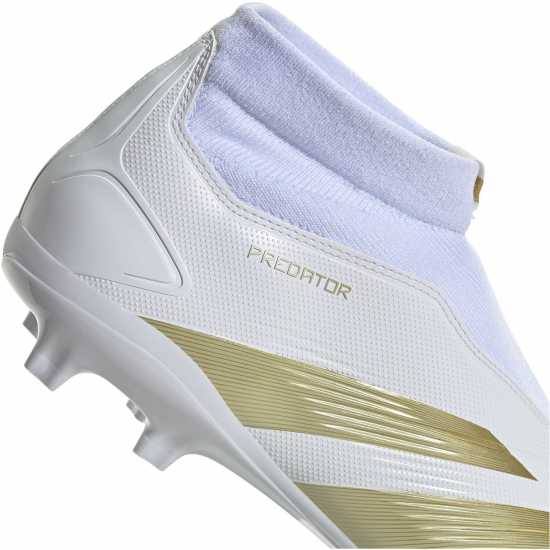 Мъжки футболни бутонки Adidas Predator 24 League Laceless Firm Ground Football Boots Бяло/Златно/Бежово Adidas Predator 24 League Laceless Firm Ground Football Boots Бяло/Златно/Бежово Мъжки футболни бутонки