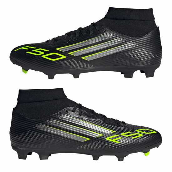 Adidas F50 League Mens Firm Ground Football Boots Black/Lemon Мъжки футболни бутонки