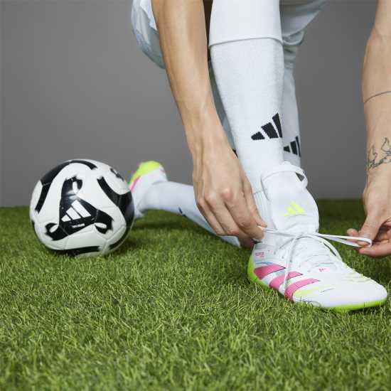 Мъжки футболни бутонки Adidas Predator Elite Fold-Over Tongue Firm Ground Football Boots Бяло/Розово Adidas Predator Elite Fold-Over Tongue Firm Ground Football Boots Бяло/Розово Мъжки футболни бутонки