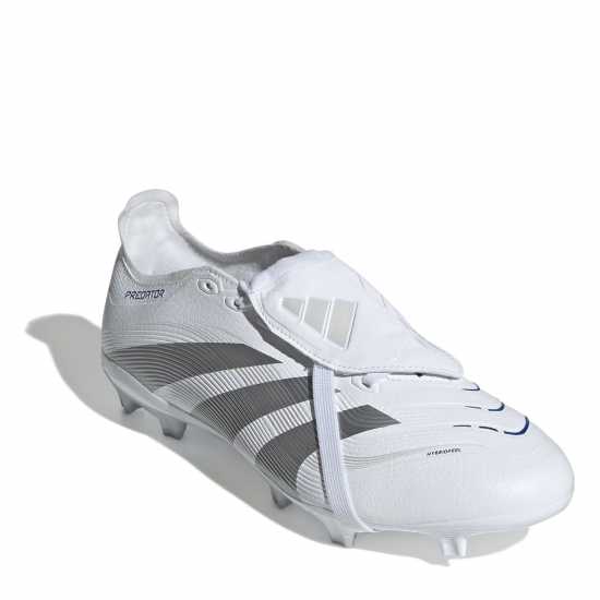 Мъжки футболни бутонки Adidas Predator League Fold-Over Tongue Firm Ground Football Boots Бяло/сребро Adidas Predator League Fold-Over Tongue Firm Ground Football Boots Бяло/сребро Мъжки футболни бутонки