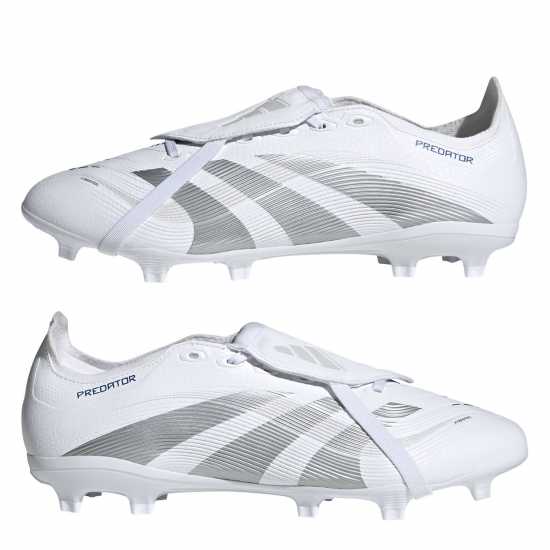 Мъжки футболни бутонки Adidas Predator League Fold-Over Tongue Firm Ground Football Boots Бяло/сребро Adidas Predator League Fold-Over Tongue Firm Ground Football Boots Бяло/сребро Мъжки футболни бутонки