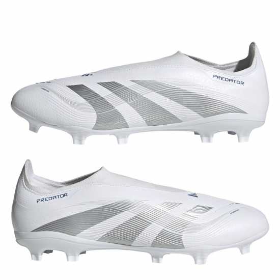 Мъжки футболни бутонки Adidas Predator League Laceless Firm Ground Football Boots Бяло/сребро Adidas Predator League Laceless Firm Ground Football Boots Бяло/сребро Мъжки футболни бутонки