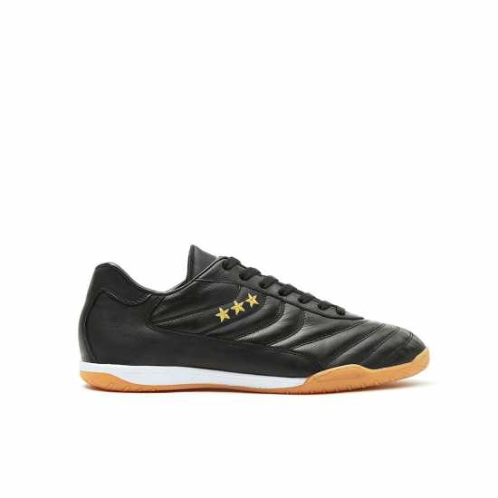 Pantofola D Oro Derby Leather Indoor Court Football Trainers Black - Мъжки футболни бутонки