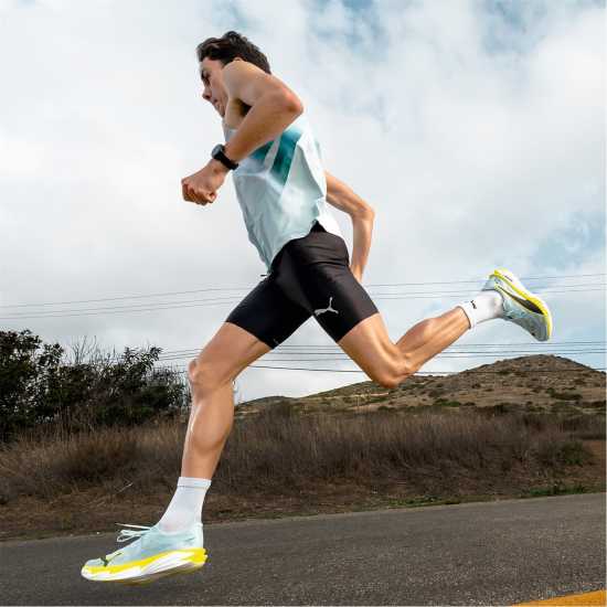 Puma Mens Deviate Elite 4 Road Running Shoes Blue/Lemon Puma Mens Deviate Elite 4 Road Running Shoes Blue/Lemon