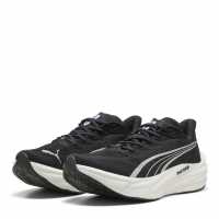 Puma Mens  Deviate Nitro 4 Road Running Shoes Black/White 