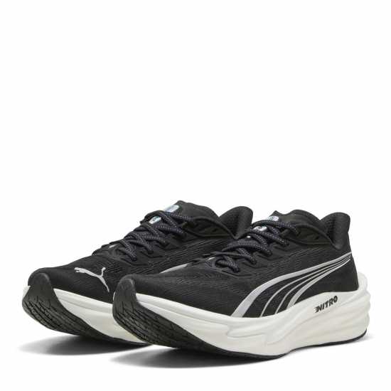 Puma Mens  Deviate Nitro 4 Road Running Shoes Black/White 