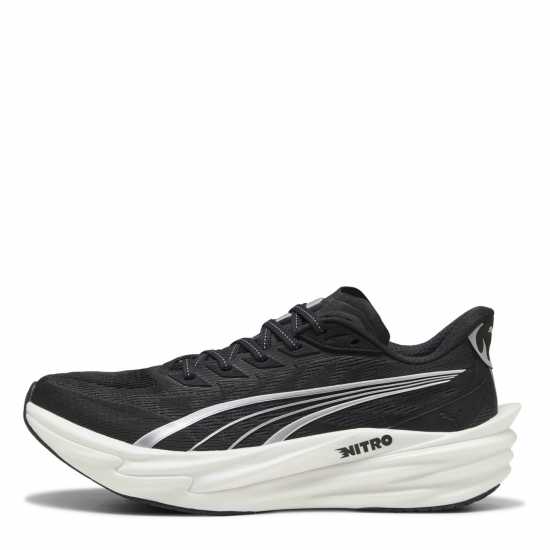 Puma Mens  Deviate Nitro 4 Road Running Shoes Black/White 