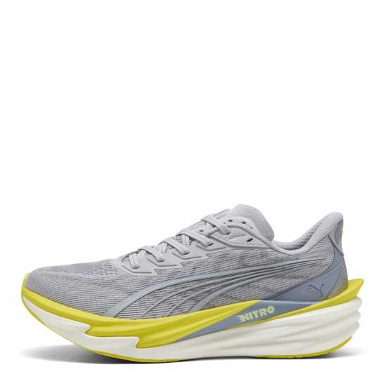 Puma Mens Deviate Nitro 4 Running Shoes Silver/Green 