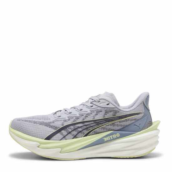 Puma Womens Deviate Nitro 4 Running Shoes Silver/Green 
