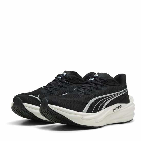 Puma Womens  Deviate Nitro 4 Road Running Shoes Black/White 