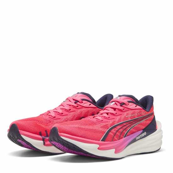 Puma Womens  Deviate Nitro 4 Road Running Shoes Hyrox Pink 