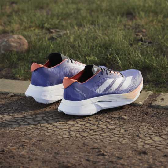 Adidas Мъжки Маратонки За Бягане Adizero Boston 12 Mens Running Shoes Син/Бял/Оранжев Adidas Мъжки Маратонки За Бягане Adizero Boston 12 Mens Running Shoes Син/Бял/Оранжев