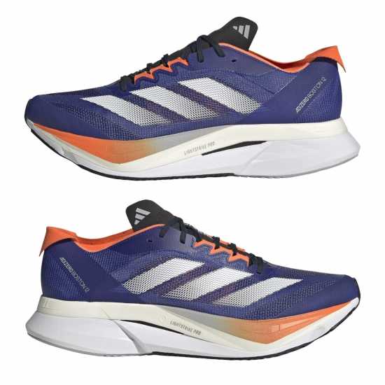 Adidas Мъжки Маратонки За Бягане Adizero Boston 12 Mens Running Shoes Син/Бял/Оранжев Adidas Мъжки Маратонки За Бягане Adizero Boston 12 Mens Running Shoes Син/Бял/Оранжев