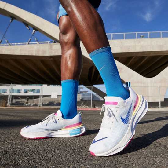 Nike Мъжки Маратонки За Бягане Zoomx Invincible 3 Flyknit Mens Running Shoes White/Blue Мъжки маратонки