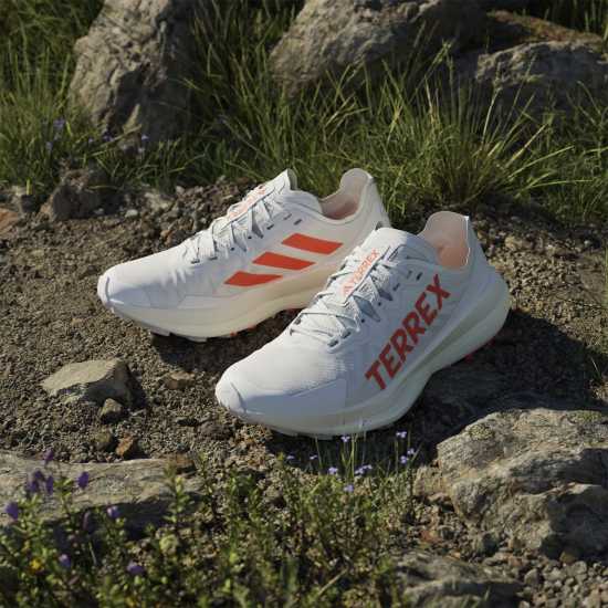 Adidas Маратонки За Бягане По Пътеки Terrex Agravic Speed Trail Running Shoes Woens Бяло/Оранжево Дамски туристически сандали